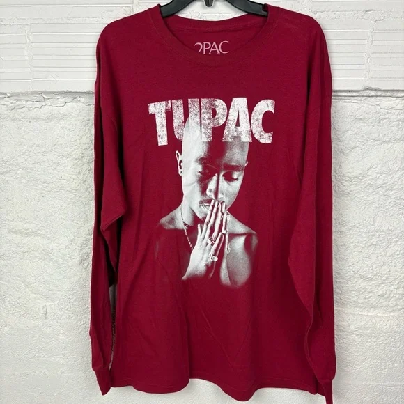 NWOT 2PAC Tupac Red Long Sleeve cotton Men's Shirt Size XL - Picture 3 of 7